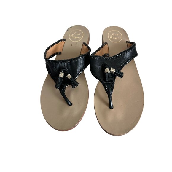 JACK ROGERS Black Leather Twist Sandals Size 10 - Picture 5 of 5